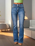 Slim-fit Flared Jeans With A Stylish Pocket Design For A Slimming