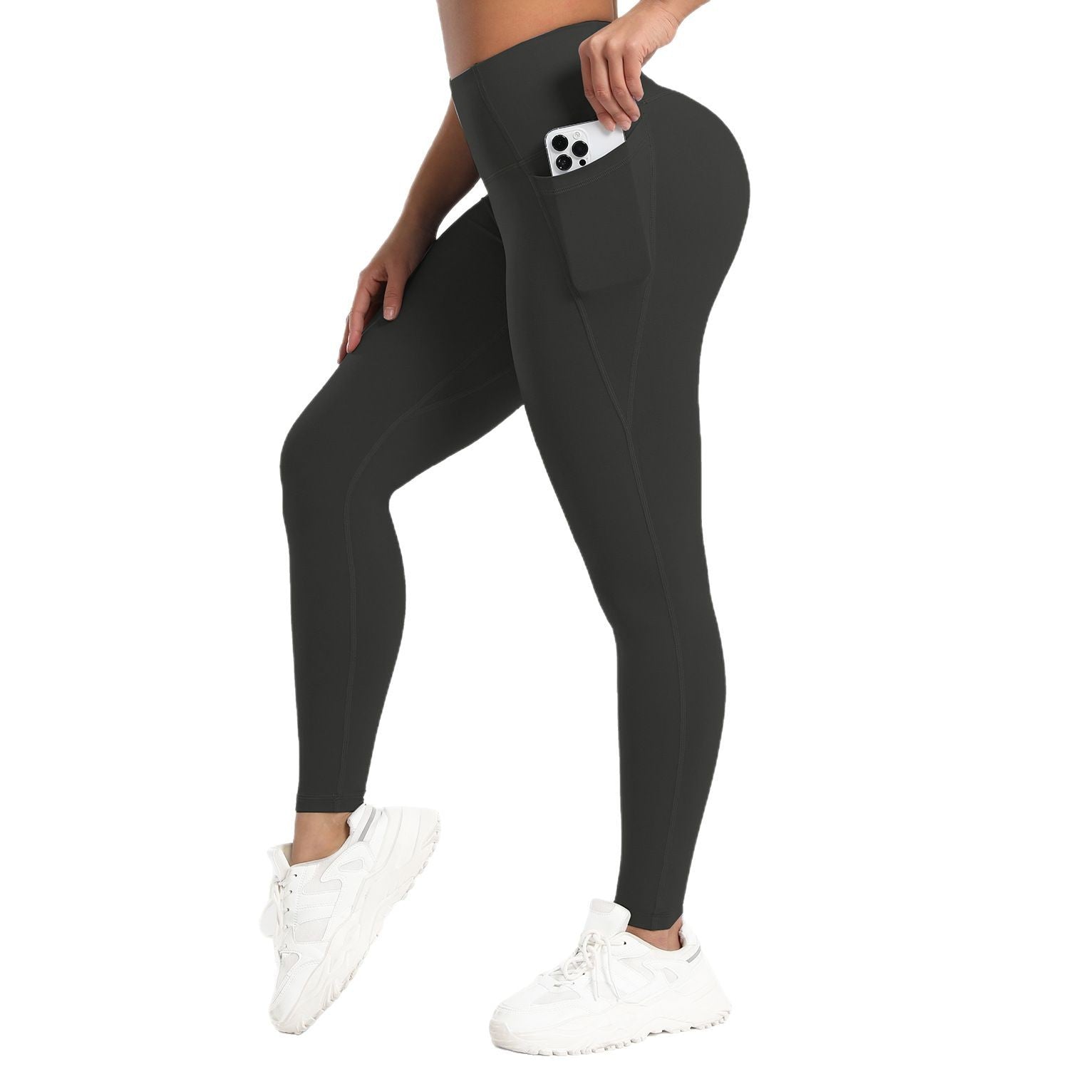 Running Leggings For Fitness Hip-lifting High-waisted With Pockets