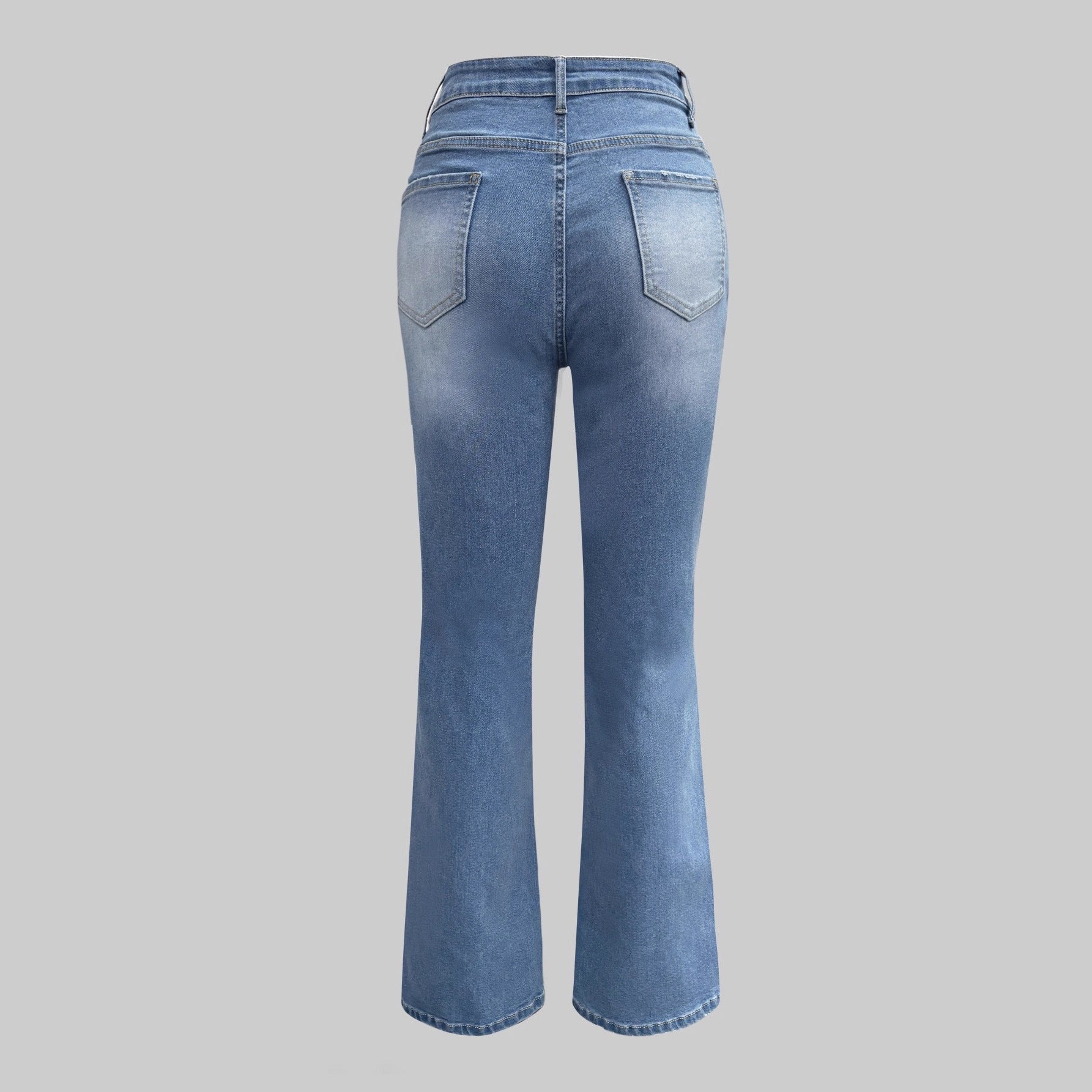 Womens High-Waisted Button-Front Straight Jeans