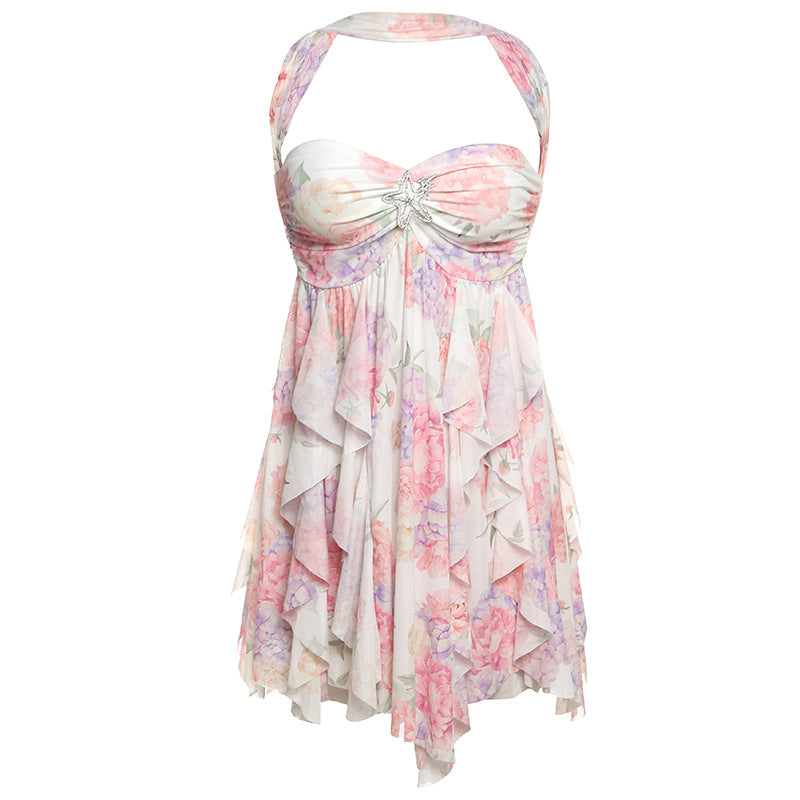 Ins Halter Neck Backless Dress Summer