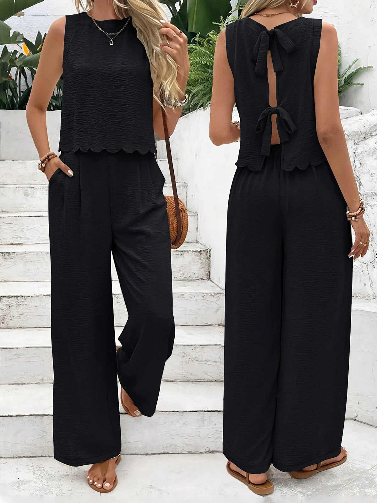 Casual Sleeveless Vest Casual Trousers Suit