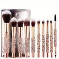 10Pcs Luxury Makeup Brush Set Diamond Rivet Handle Design Crystal Makeup Brush