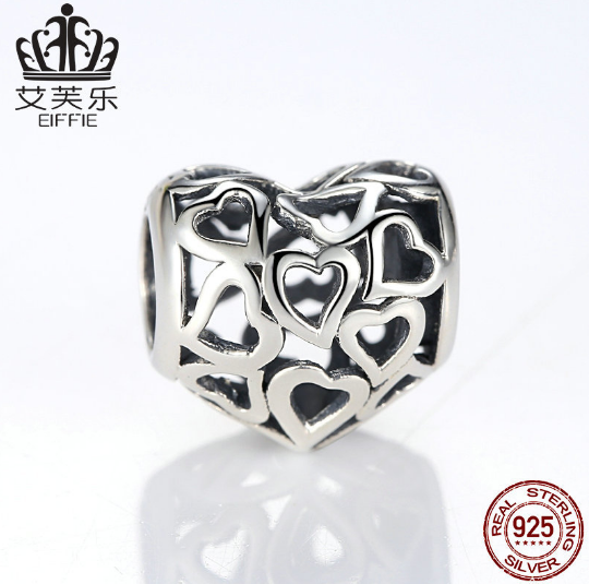 Avelle S925 Silver Accessories Heart Shaped Sterling Silver Bracelet Accessories DIY Bead Accessories SCC024