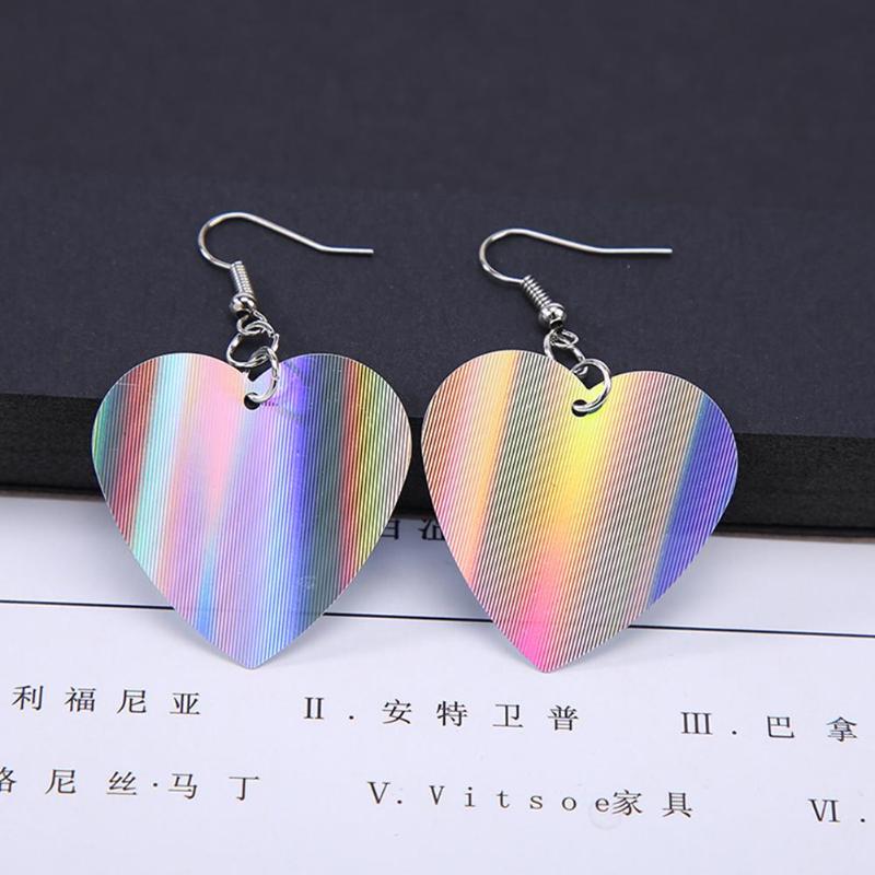 Trendy Sequin Big Heart Dangle Earrings for Women Love Jewelry Chic Silver Color Earing Long Love Jewellery