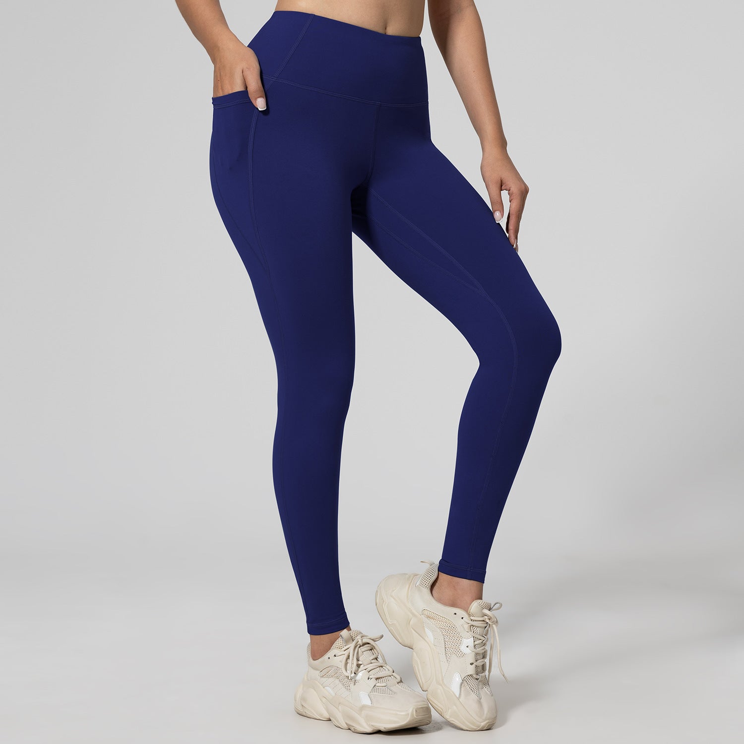 Running Leggings For Fitness Hip-lifting High-waisted With Pockets