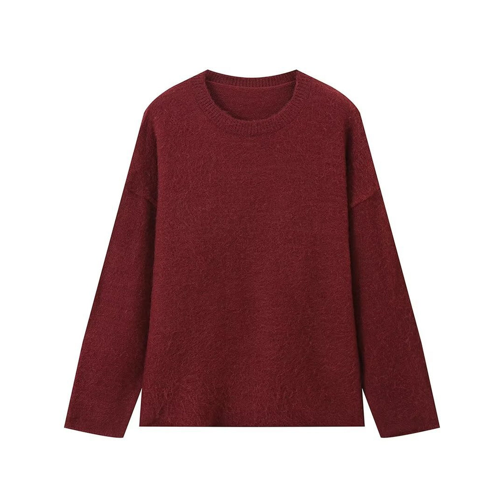 Loose-fitting Solid-color Casual Warm Sweater