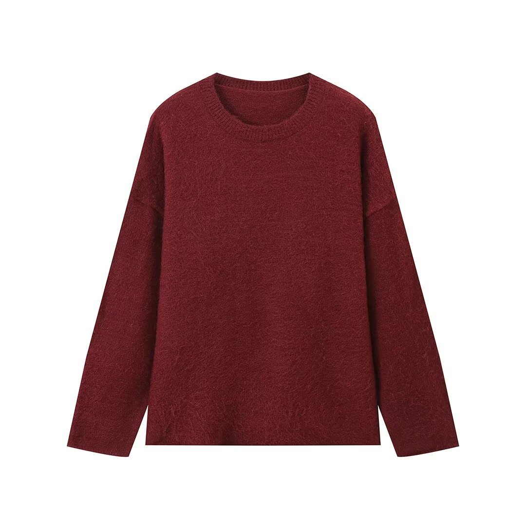 Loose-fitting Solid-color Casual Warm Sweater