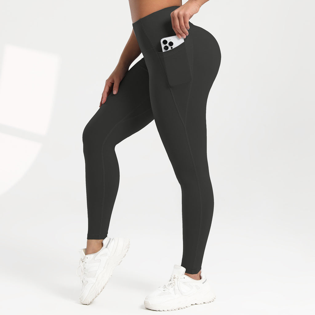 Running Leggings For Fitness Hip-lifting High-waisted With Pockets