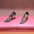 Women Crystal Mesh Pumps Ladies Pointed Toe