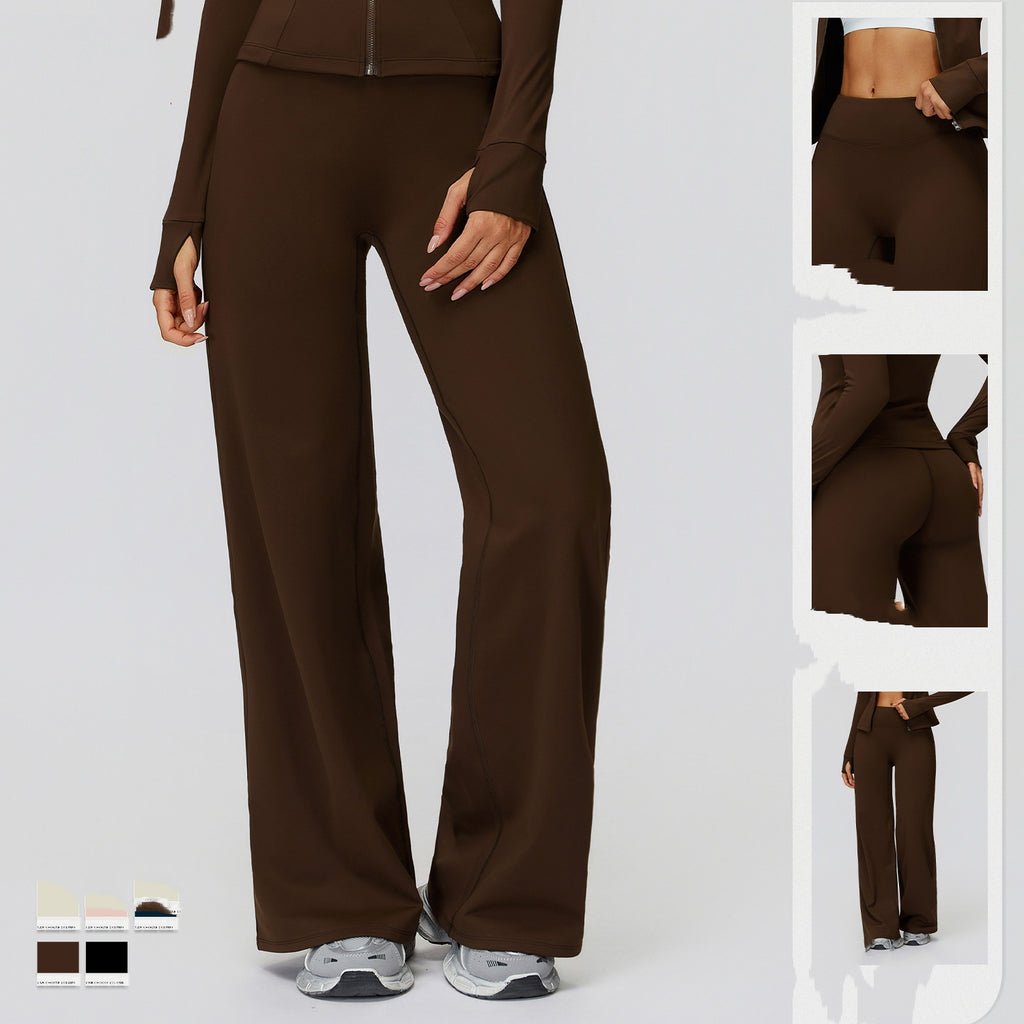 Casual Versatile Trousers Fleece-lined Keep Warm High Waist Wide-leg Trousers