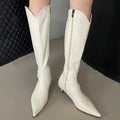 Luxury Ladies Chelsea Long Boots Zippers Shoes Female Shoes Fashion Low Heels Footwear Western Women Knee High Boots