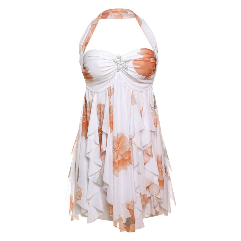 Ins Halter Neck Backless Dress Summer