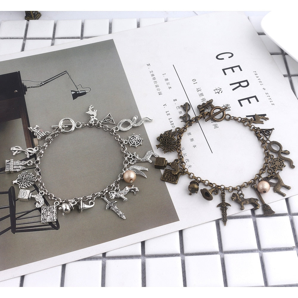 Harri Potter Combination Jewellery Silver Plated Charm Bead Bracelet