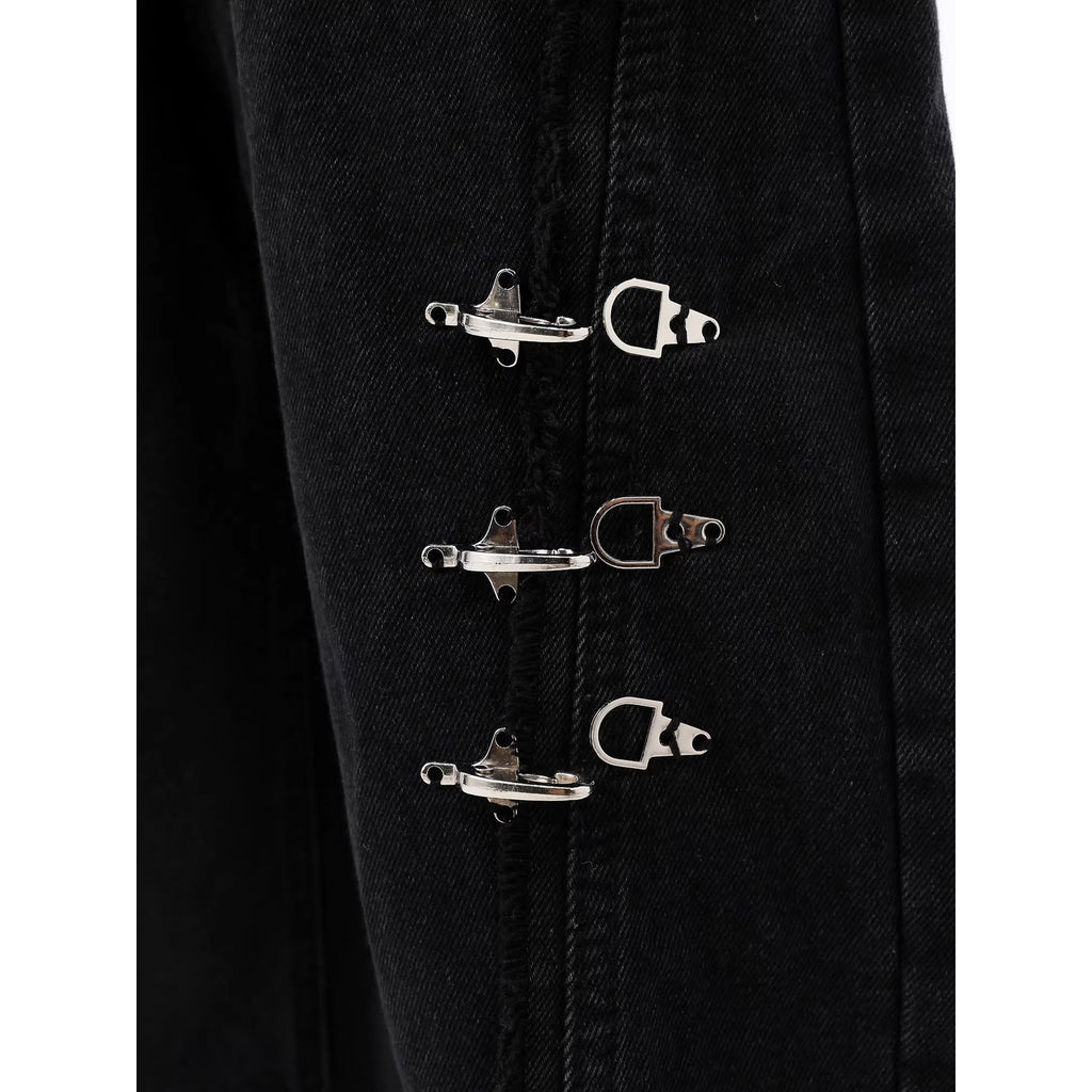 RetroBuckle Raw Hem Jeans Men