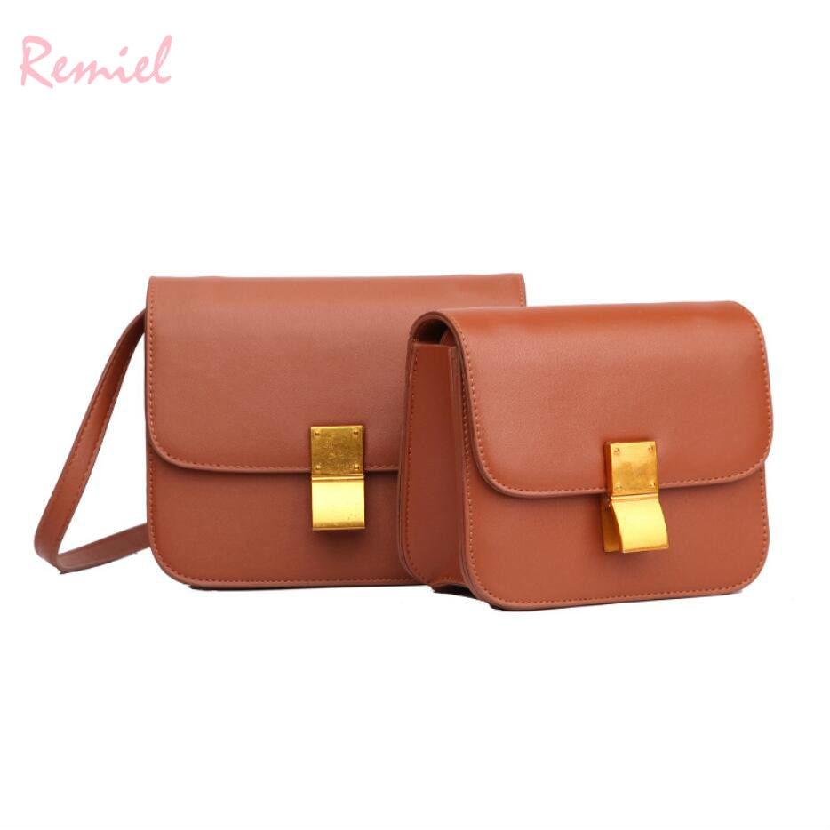 European Retro Fashion Ladies Square bag  New Quality PU Leather Women's Handbag Simple Leisure Lock Shoulder Messenger Bags