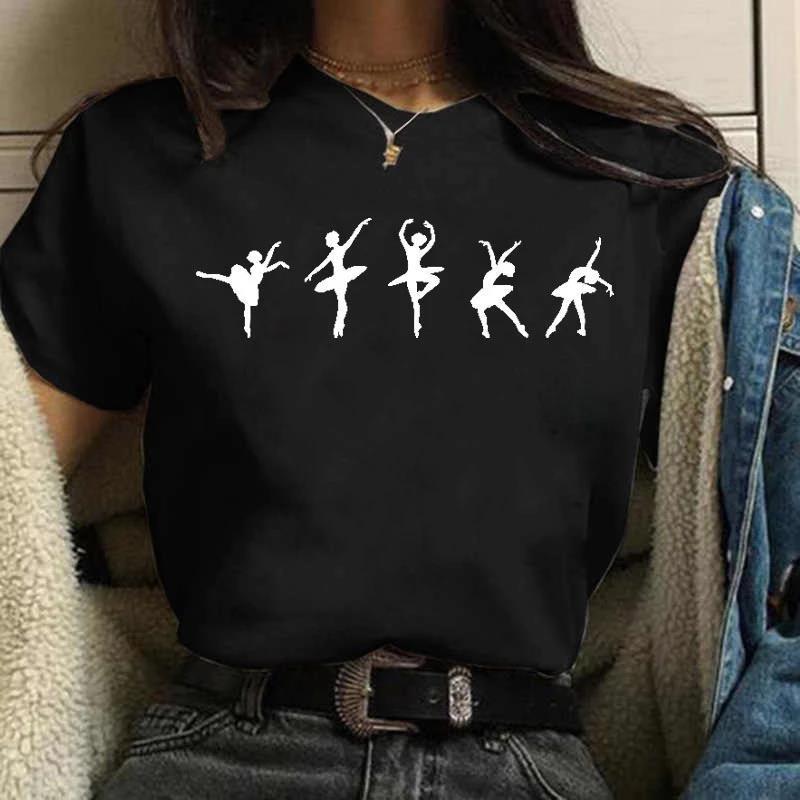Womens Ballet Kid Crew Neck Plus-Size Short-Sleeve T-Shirt For Women