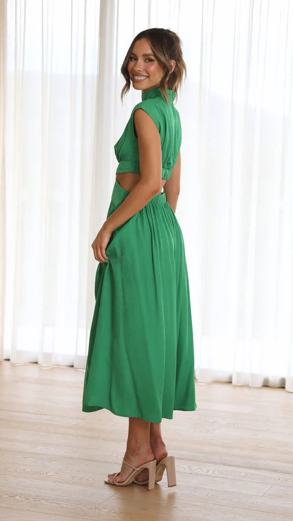 Solid Color Sleeveless Dress