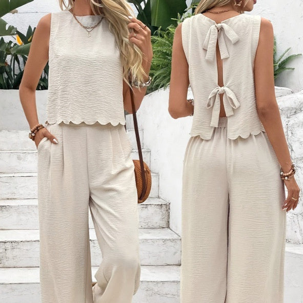 Casual Sleeveless Vest Casual Trousers Suit