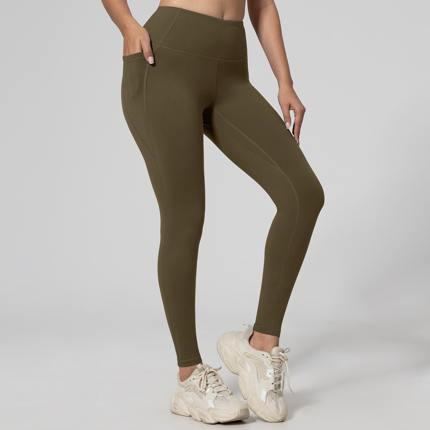 Running Leggings For Fitness Hip-lifting High-waisted With Pockets
