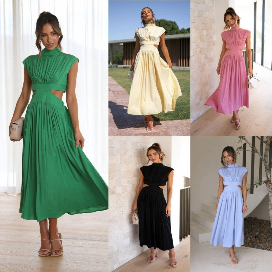 Solid Color Sleeveless Dress