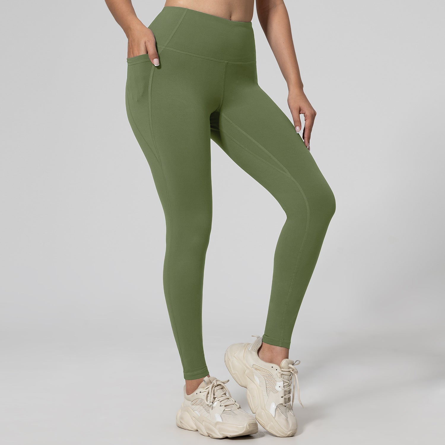Running Leggings For Fitness Hip-lifting High-waisted With Pockets