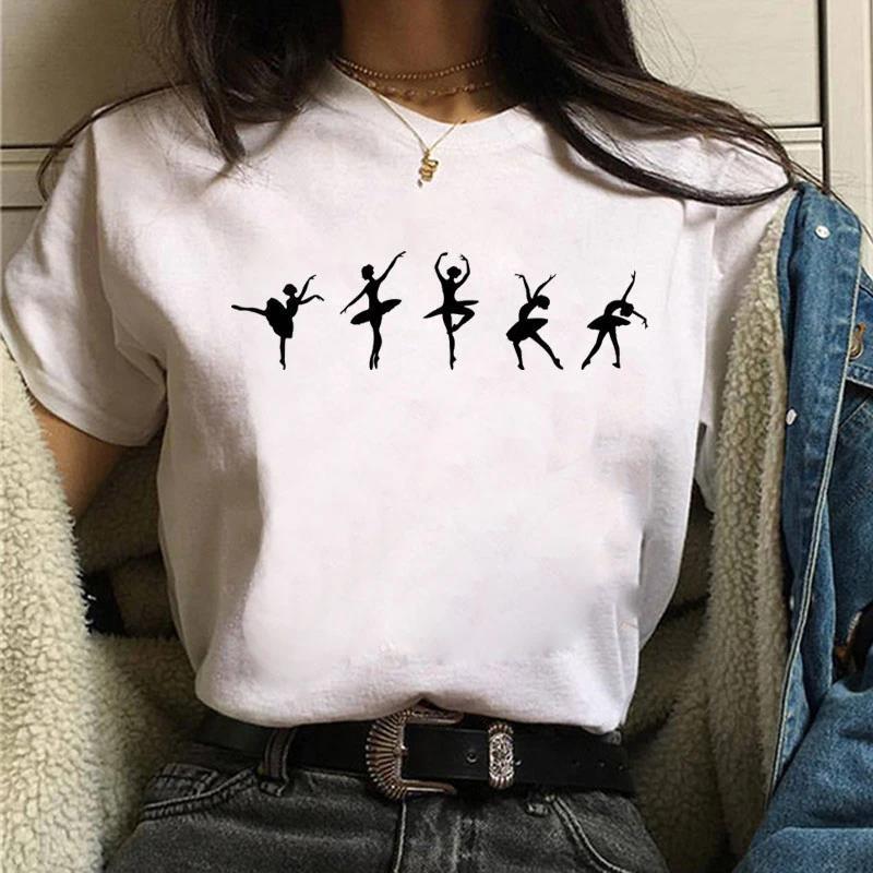 Womens Ballet Kid Crew Neck Plus-Size Short-Sleeve T-Shirt For Women
