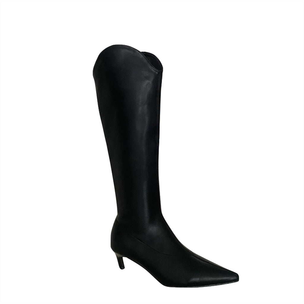 Luxury Ladies Chelsea Long Boots Zippers Shoes Female Shoes Fashion Low Heels Footwear Western Women Knee High Boots