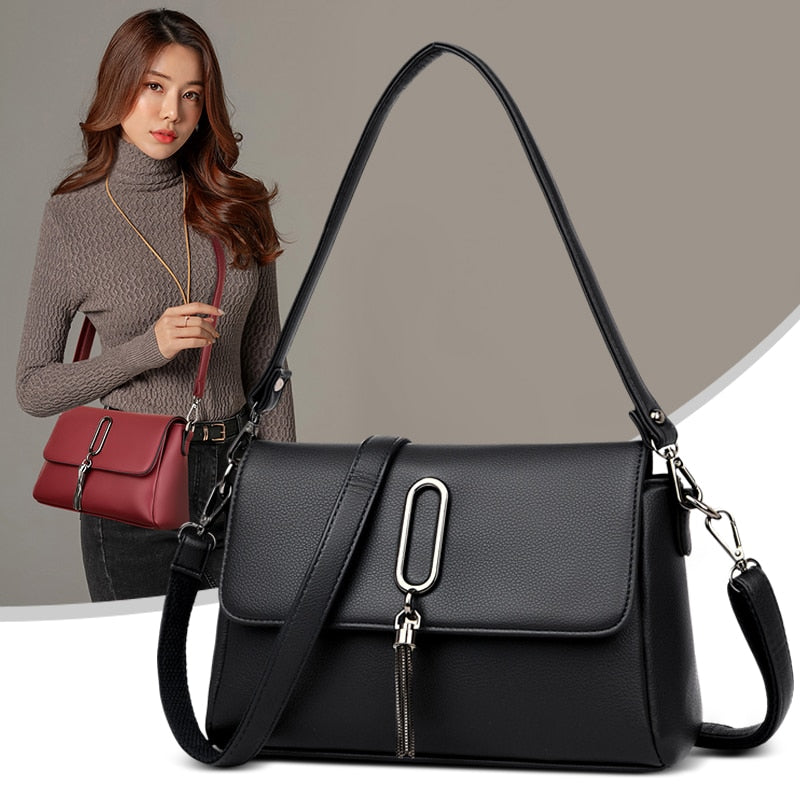 Luxury Women Messenger Bag Leather Shoulder Bags Shopper Casual Top-handle Ladies Handbag Travel Tote Crossbody Bag