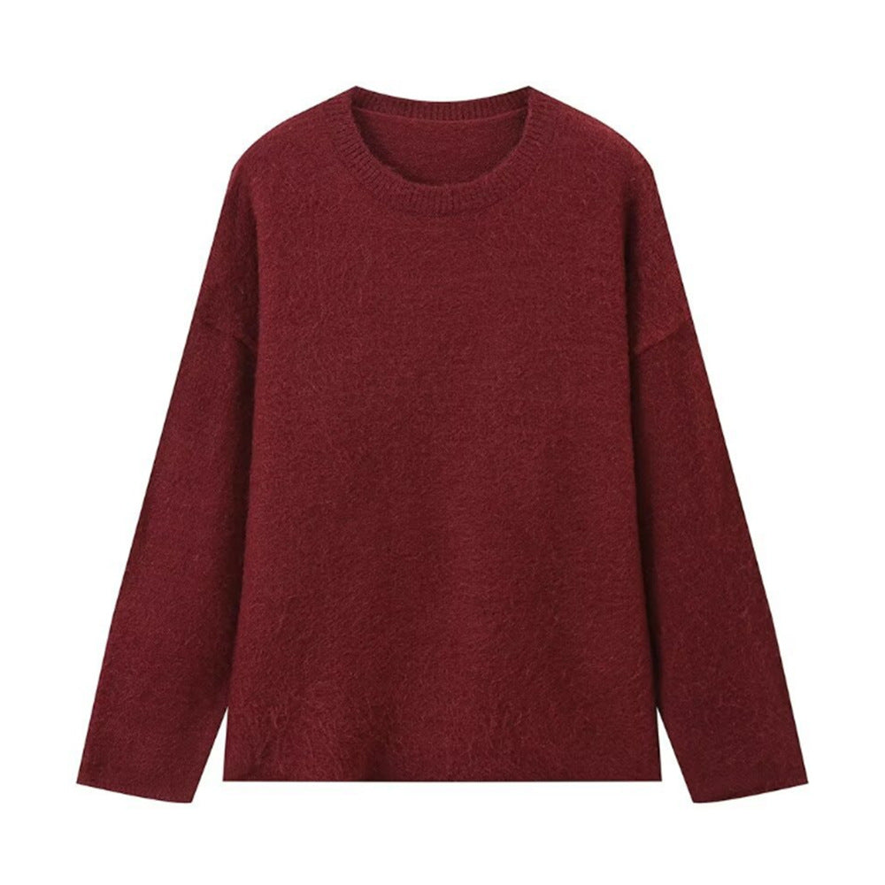 Loose-fitting Solid-color Casual Warm Sweater