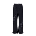 Line Embroidery Straight Jeans Men