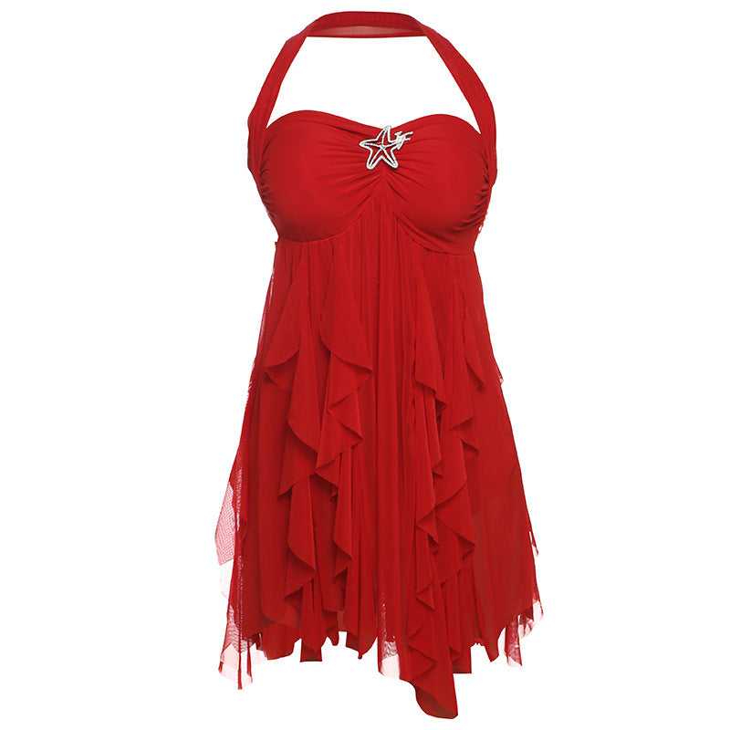 Ins Halter Neck Backless Dress Summer