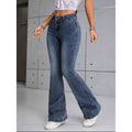 Womens Stretch Slim-Fit Denim Jeans With A Wide Waistband And Double-Breasted Buttons