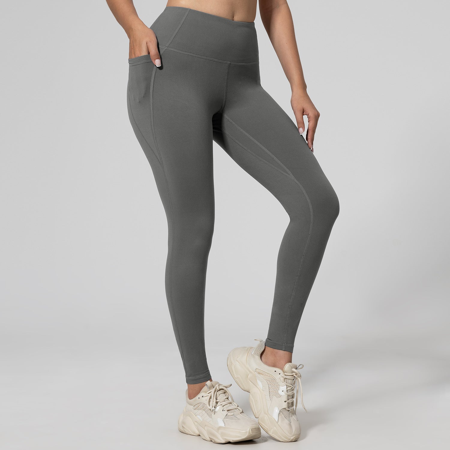 Running Leggings For Fitness Hip-lifting High-waisted With Pockets