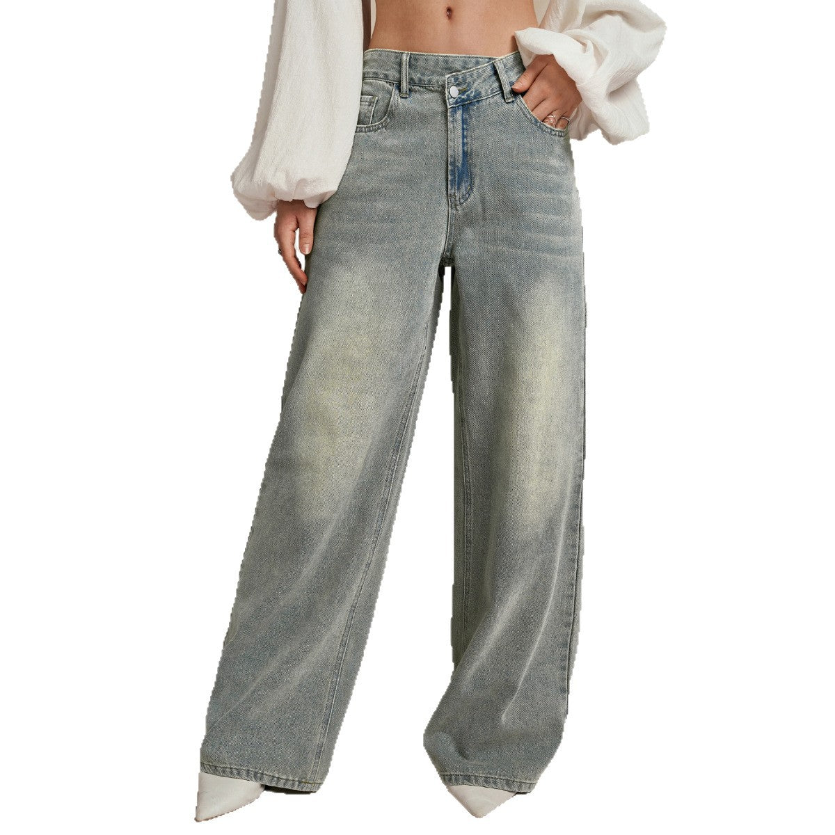 Loose Slightly Flared Street-style Trousers