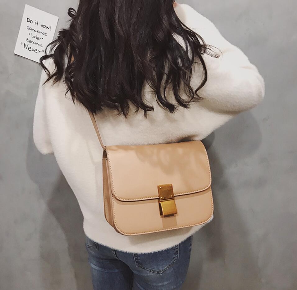 European Retro Fashion Ladies Square bag  New Quality PU Leather Women's Handbag Simple Leisure Lock Shoulder Messenger Bags