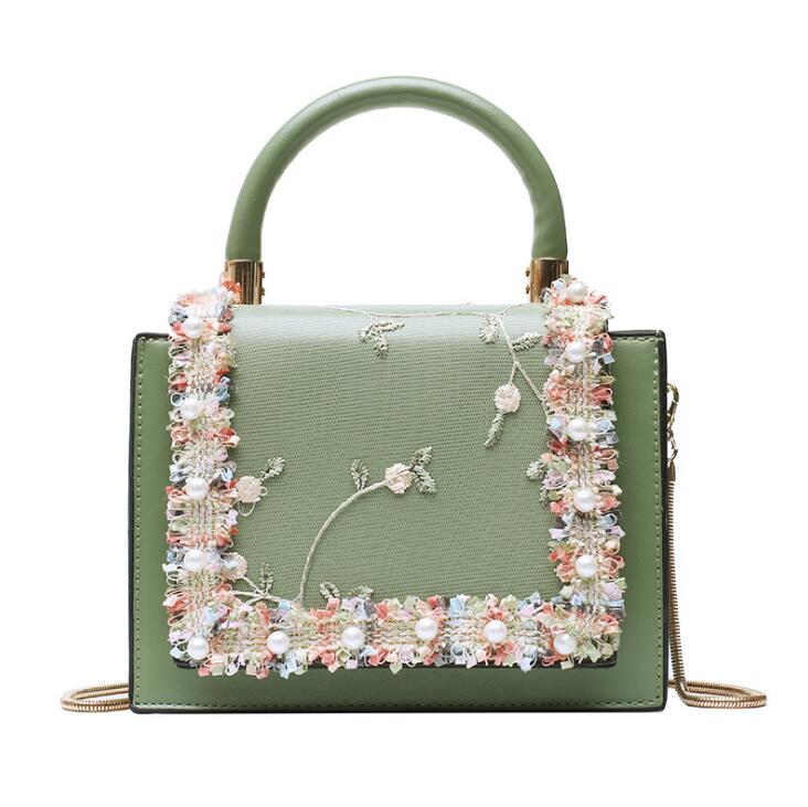 Vintage Flower Lace Handbags Women's Crossbody Bags Fashion Gold Chain Ladies Messenger Bag Evening Clutch Female Purses