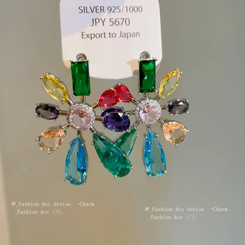 Waterdrop Earring Colorful Flower Earrings for Women Trendy Jewellery Classic Korean Fashion Jewelry