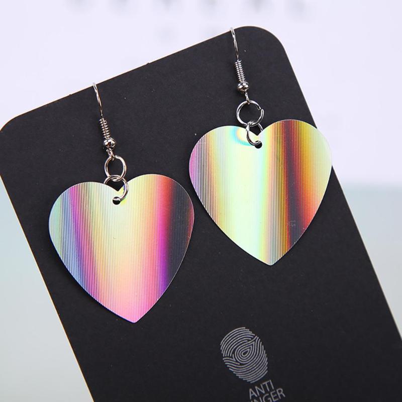 Trendy Sequin Big Heart Dangle Earrings for Women Love Jewelry Chic Silver Color Earing Long Love Jewellery