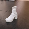 White Blue Platform High Heels Ankle Boots For Women Elastic Thin Short Sock Botas Autumn Winter Ladies Casual Punk Party Shoes