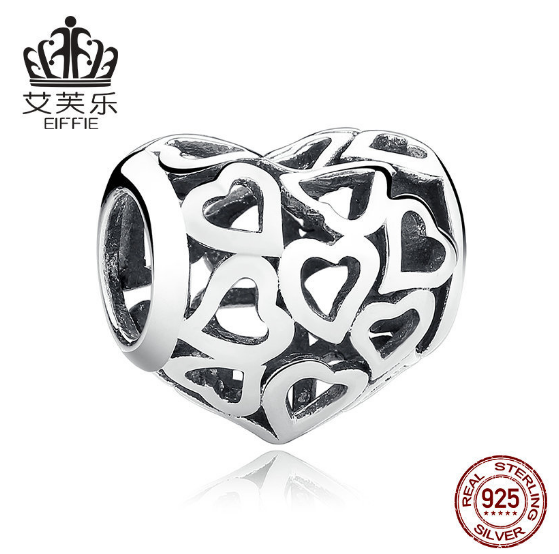 Avelle S925 Silver Accessories Heart Shaped Sterling Silver Bracelet Accessories DIY Bead Accessories SCC024