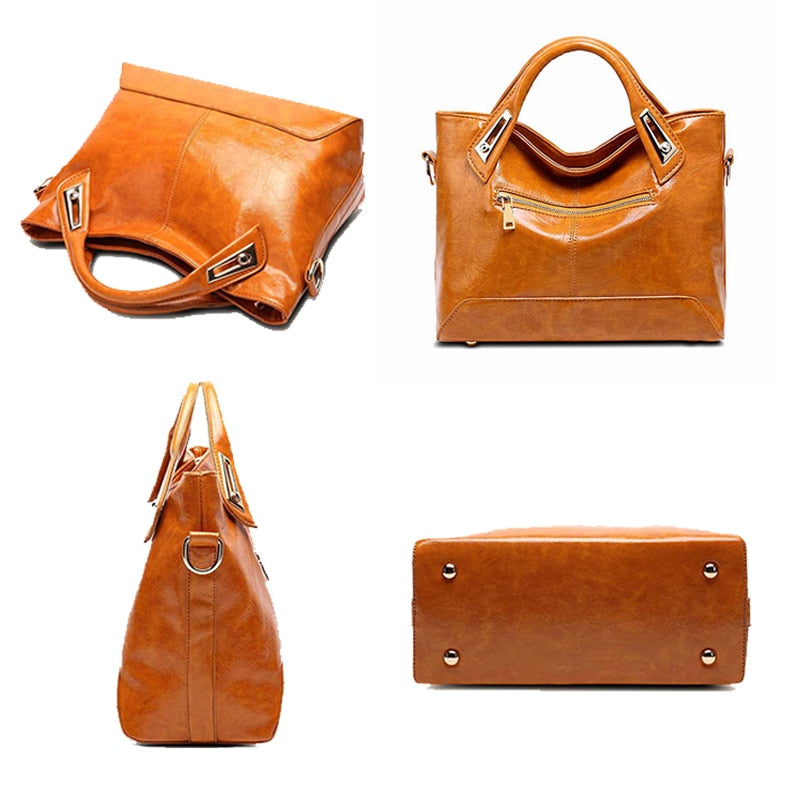 Women Oil Wax Leather Designer Handbags High Quality Shoulder Bags Ladies Handbags Fashion brand PU leather women bags