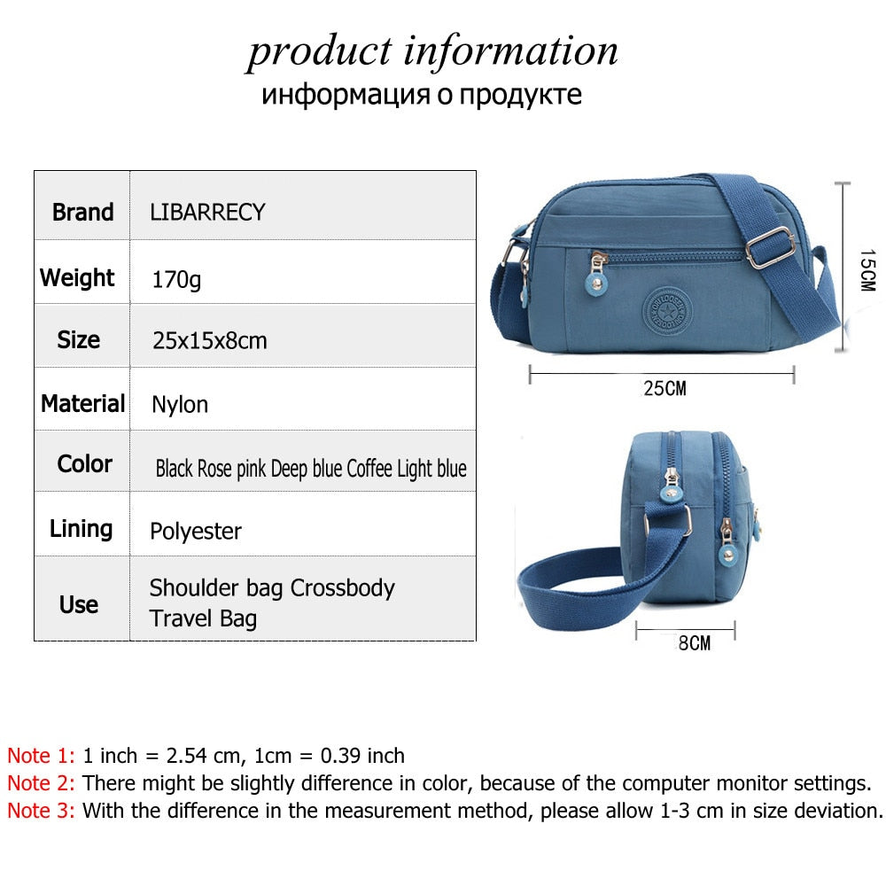 Fashion Solid Color Designer Women's Shoulder Bag Simple Ladies Bag High Quality Nylon Women Messenger Bags Bolsos De Mujer