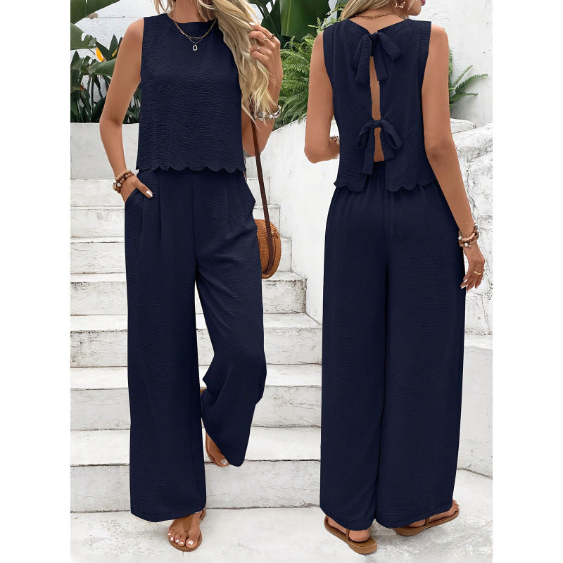 Casual Sleeveless Vest Casual Trousers Suit