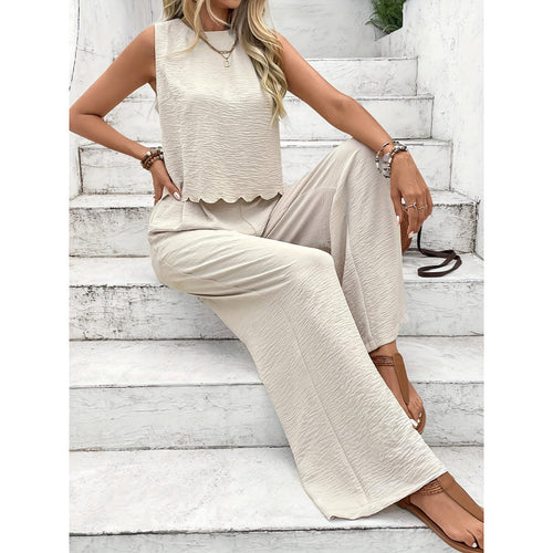 Casual Sleeveless Vest Casual Trousers Suit
