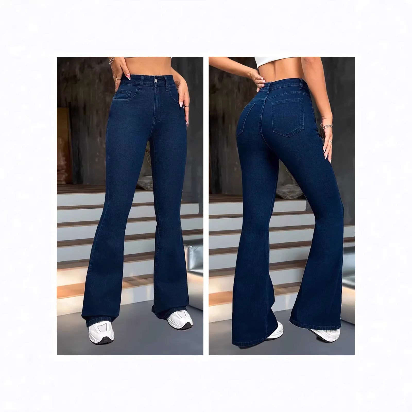 Minimalist Dark Blue Pants With Multiple Design Details