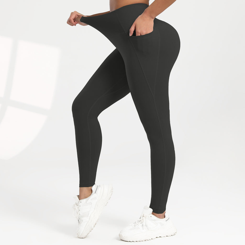 Running Leggings For Fitness Hip-lifting High-waisted With Pockets