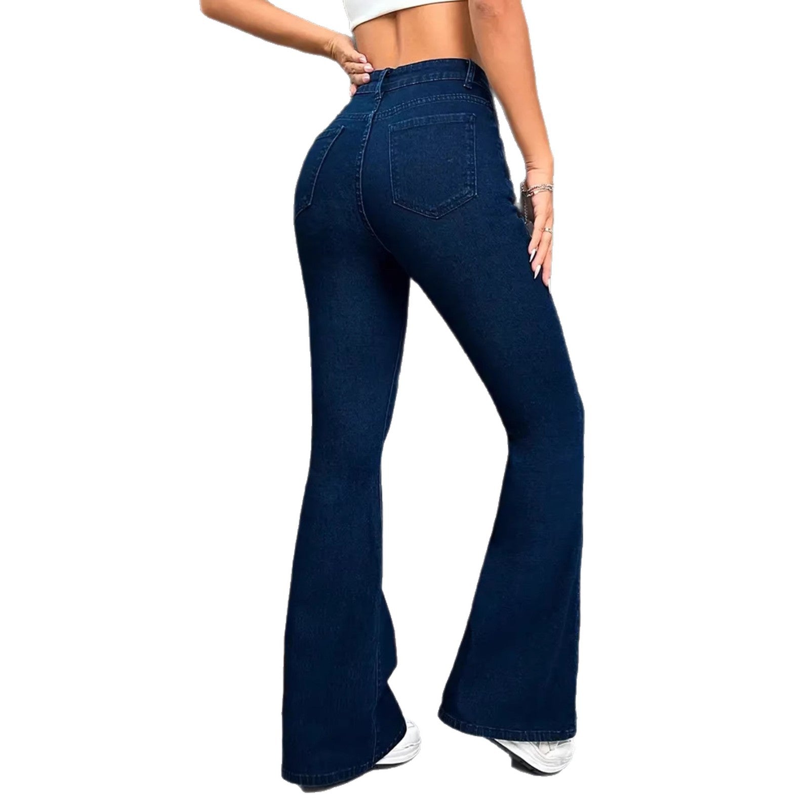 Minimalist Dark Blue Pants With Multiple Design Details