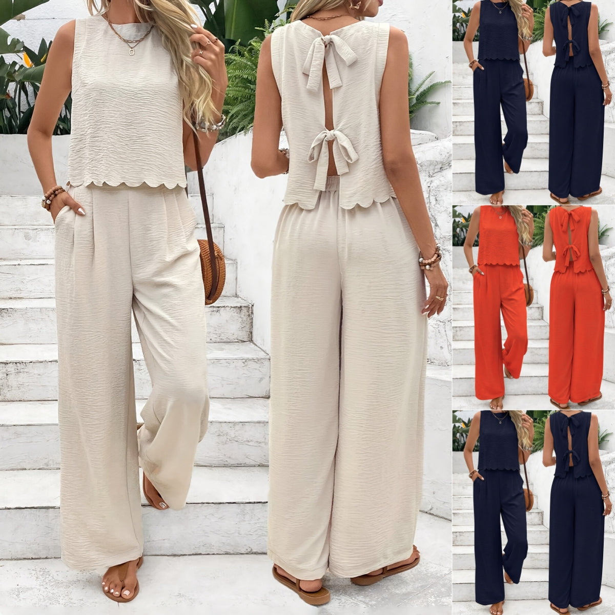 Casual Sleeveless Vest Casual Trousers Suit