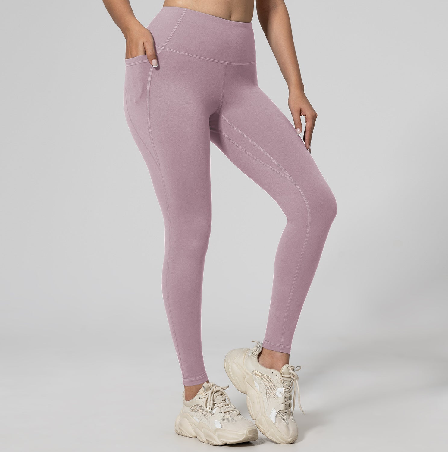 Running Leggings For Fitness Hip-lifting High-waisted With Pockets