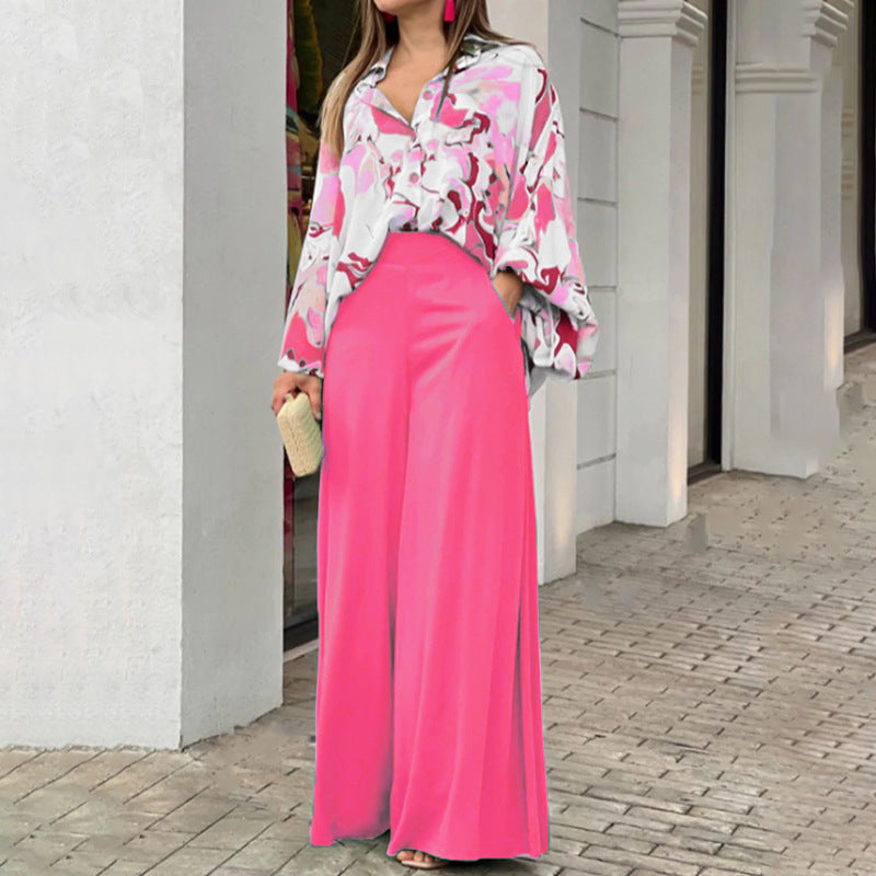 Fashionable Printed Wide-leg Pants